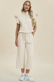 Double Take Full Size Texture Ruffle Short Sleeve Top and Wide Leg Pants Set - Trendsi - Flyclothing LLC