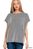 Zenana Raised Rib Front Pocket Boxy Top - Trendsi - Flyclothing LLC