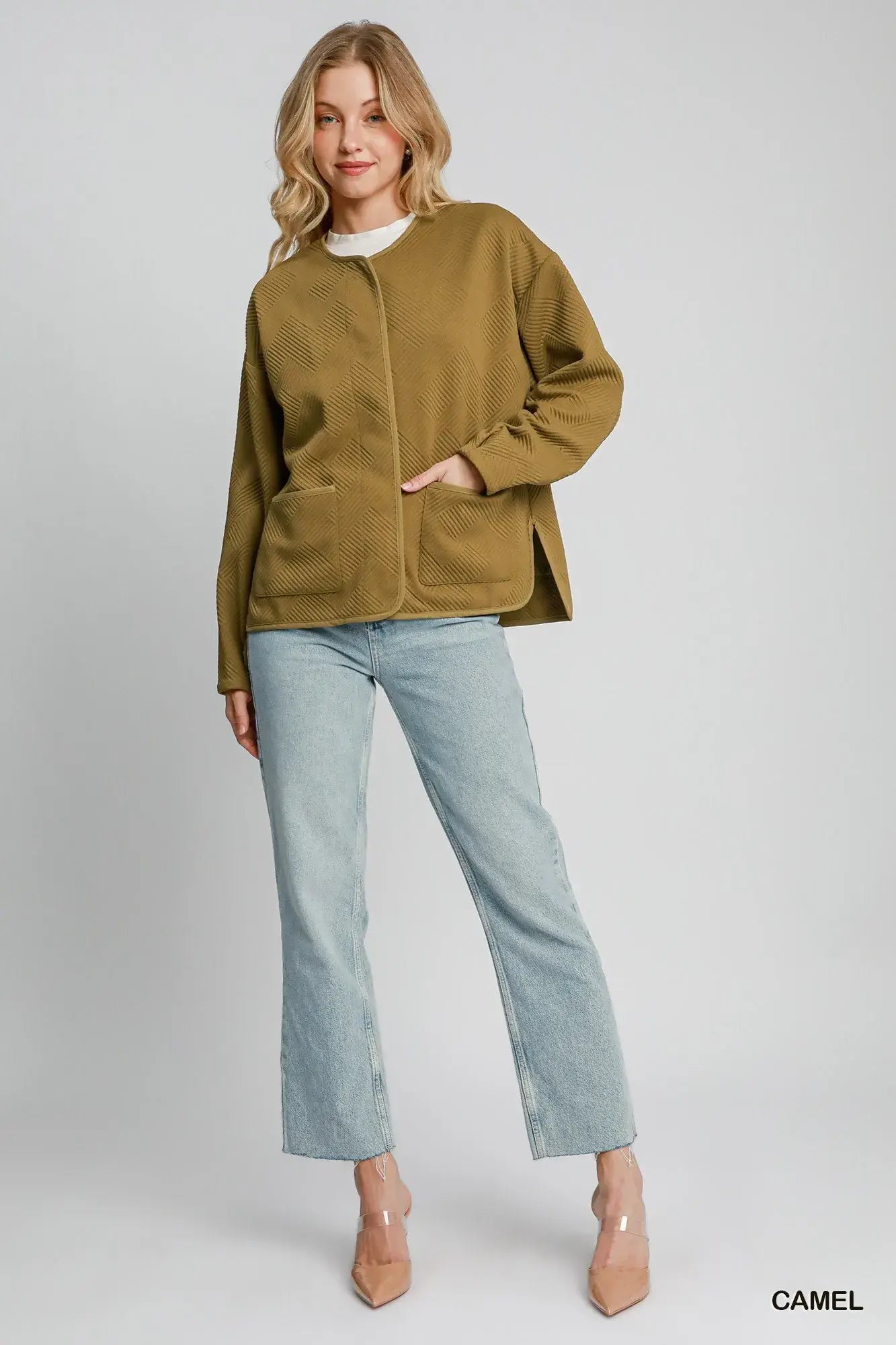 Umgee Textured Jacquard Jacket - Trendsi - Flyclothing LLC
