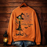 Women's Long-sleeve Crew-neck Halloween-print Hoodie