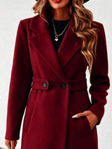 Full Size Elegant Lapel Collar Belted Coat with Pockets Plus Size - Trendsi - Flyclothing LLC