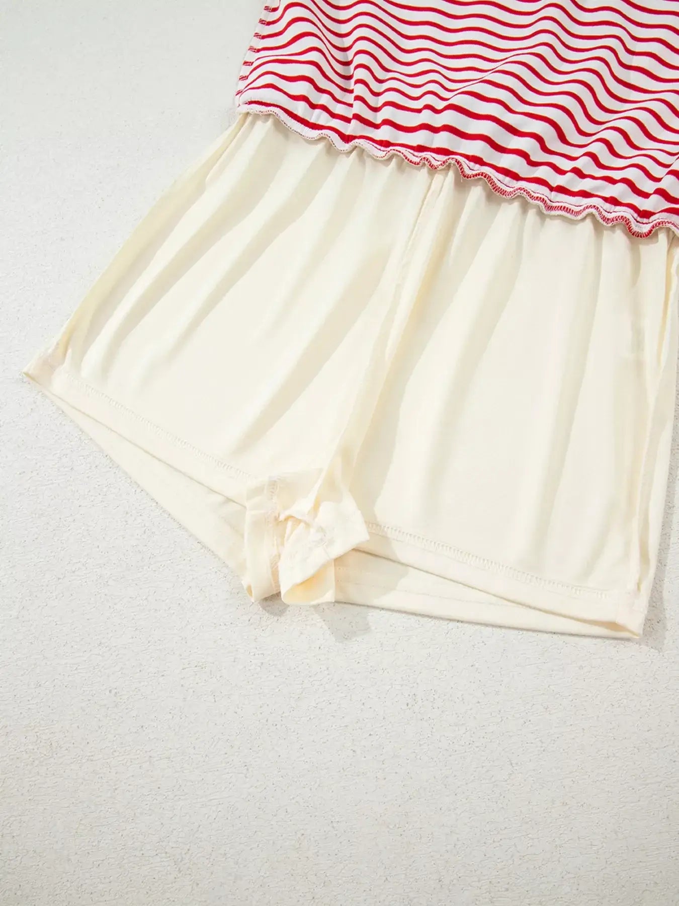 Stripe Collared V Neck Drop Shoulder Pullover and Skort 2pcs Outfit - Trendsi - Flyclothing LLC