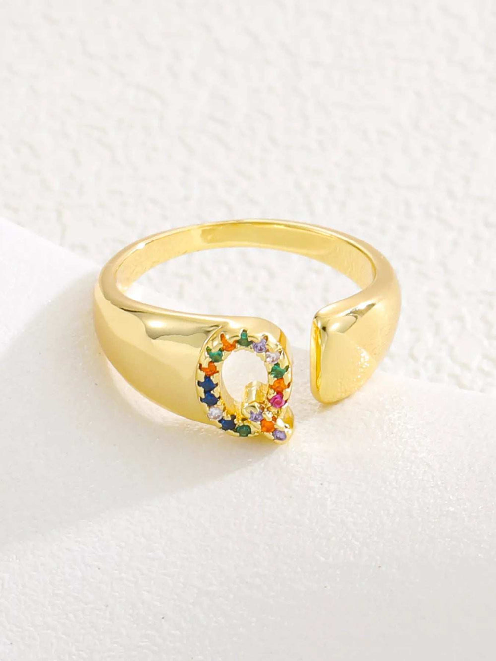 18K Gold-Plated Zircon Letter Ring - Trendsi - Flyclothing LLC