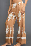 Umgee Full Size Border Print Wide Leg Pants Plus Size - Trendsi