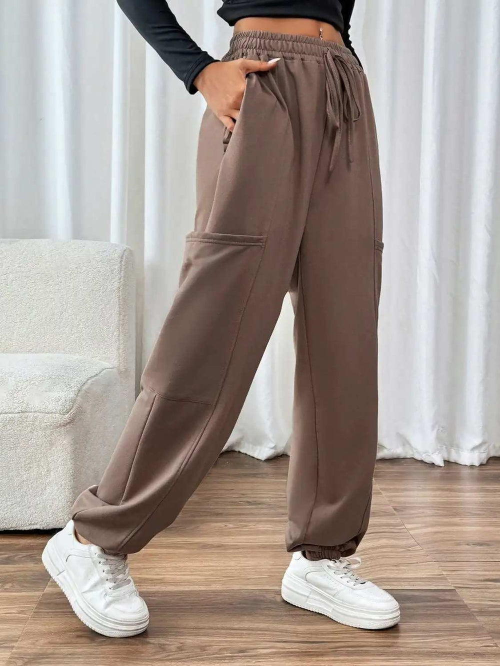 Tied Joggers with Pockets - Trendsi - Flyclothing LLC