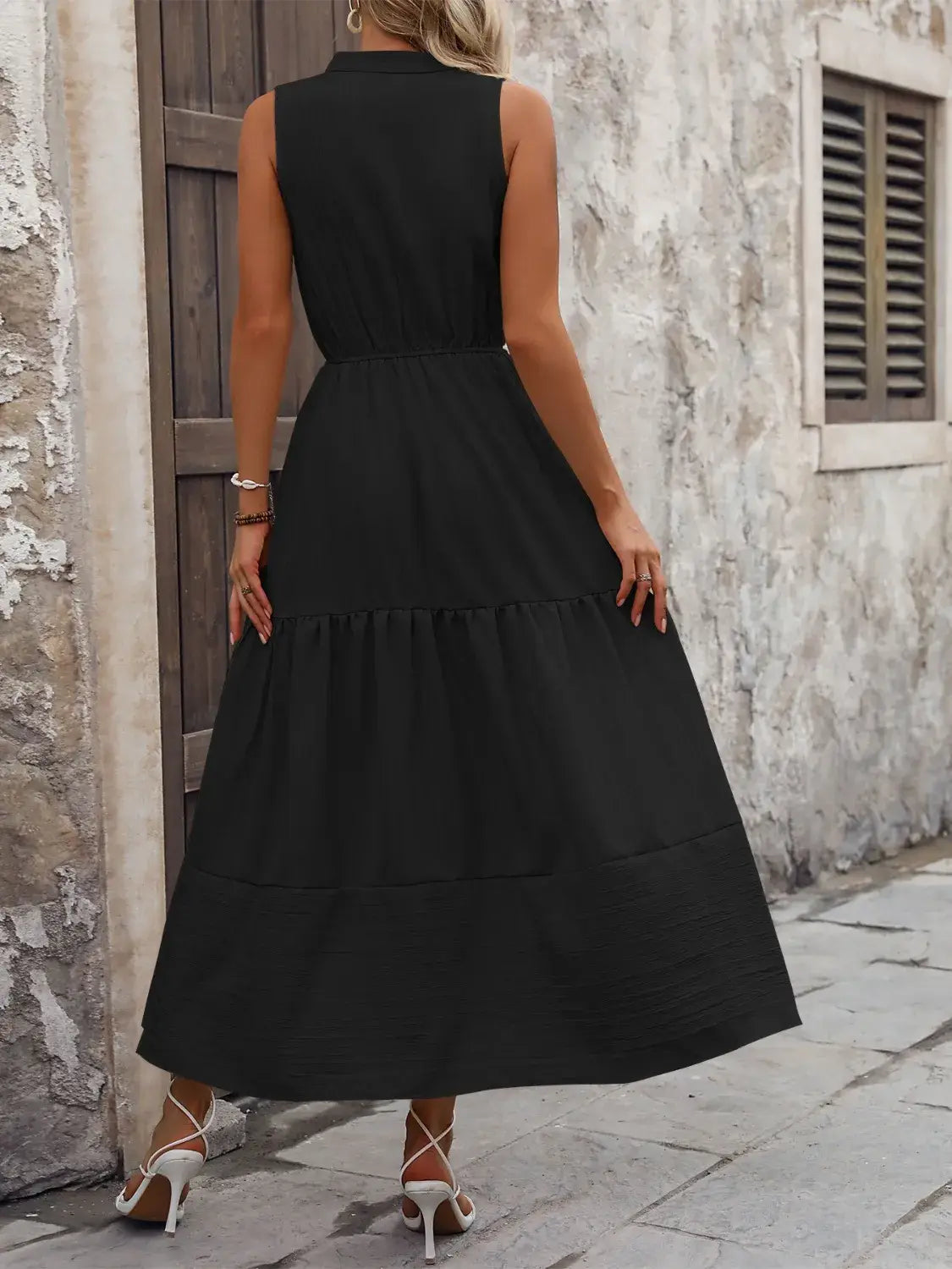 Notched Sleeveless Maxi Tank Dress - Trendsi - Flyclothing LLC