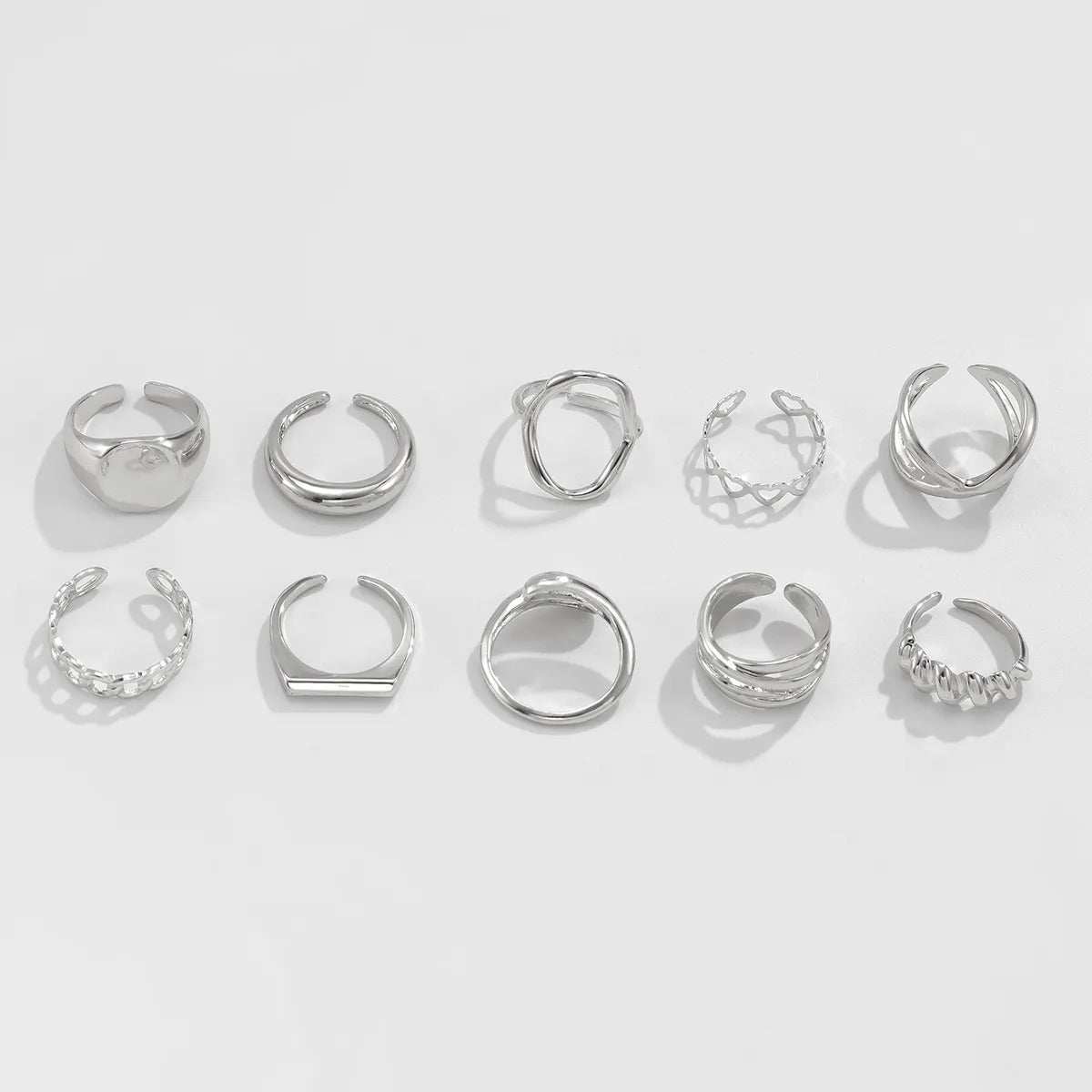 10-Piece Alloy Geometric Ring - Trendsi - Flyclothing LLC