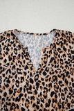 Leopard Notched Half Sleeve Blouse - Trendsi - Flyclothing LLC