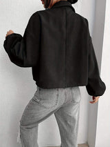 Collared Neck Dropped Shoulder Jacket - Trendsi - Flyclothing LLC