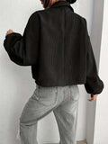 Collared Neck Dropped Shoulder Jacket - Trendsi - Flyclothing LLC