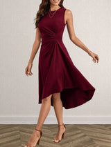 Ruched Round Neck Sleeveless Dress - Trendsi - Flyclothing LLC