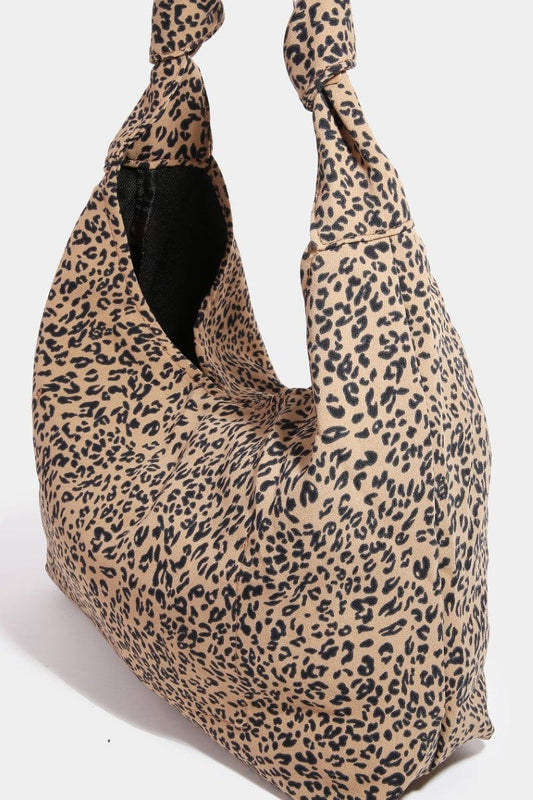 Fame Leopard Knotted Strap Shoulder Bag - Trendsi
