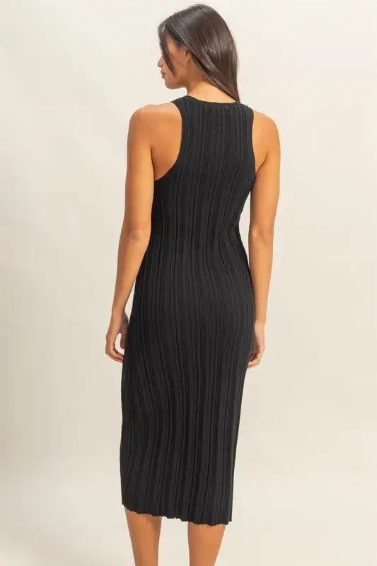 HYFVE Round Neck Bodycon Ribbed Knit Dress - Trendsi - Flyclothing LLC