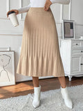 Perfee Pleated Midi Sweater Skirt - Trendsi