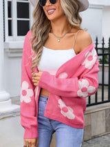 Angel Wings Flower Open Front Long Sleeve Cardigan - Trendsi - Flyclothing LLC