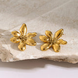 Stainless Steel Flower Earrings - Trendsi