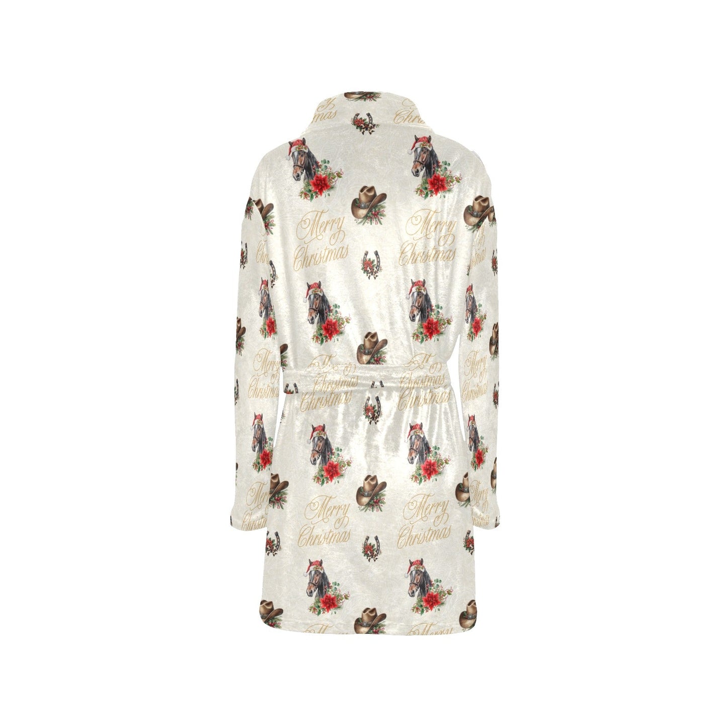 Baha Ranch Christmas Horses Western Fleece Bathrobe