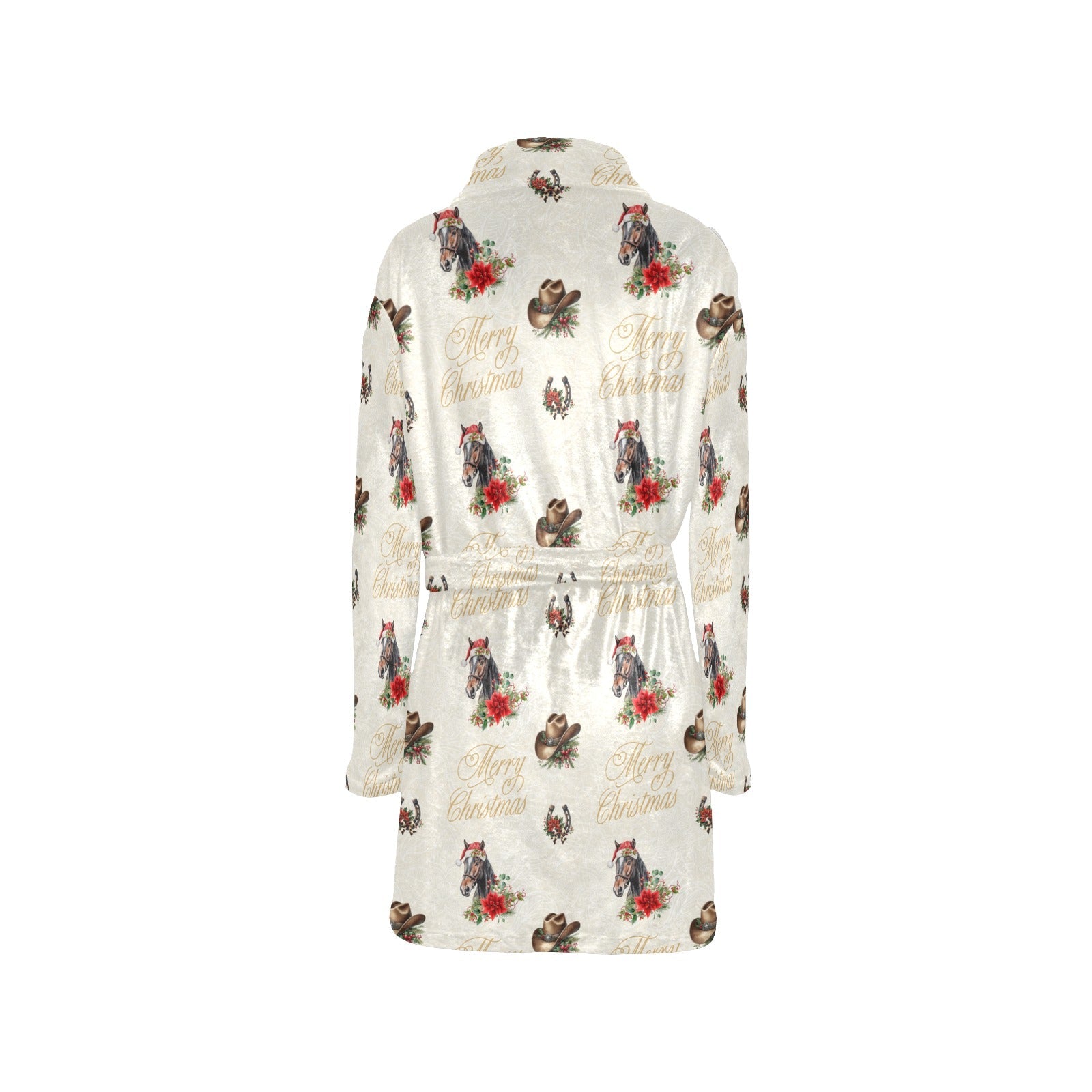 Baha Ranch Christmas Horses Western Fleece Bathrobe
