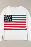 US Flag Side Slit Drop Shoulder Sweater - Trendsi - Flyclothing LLC