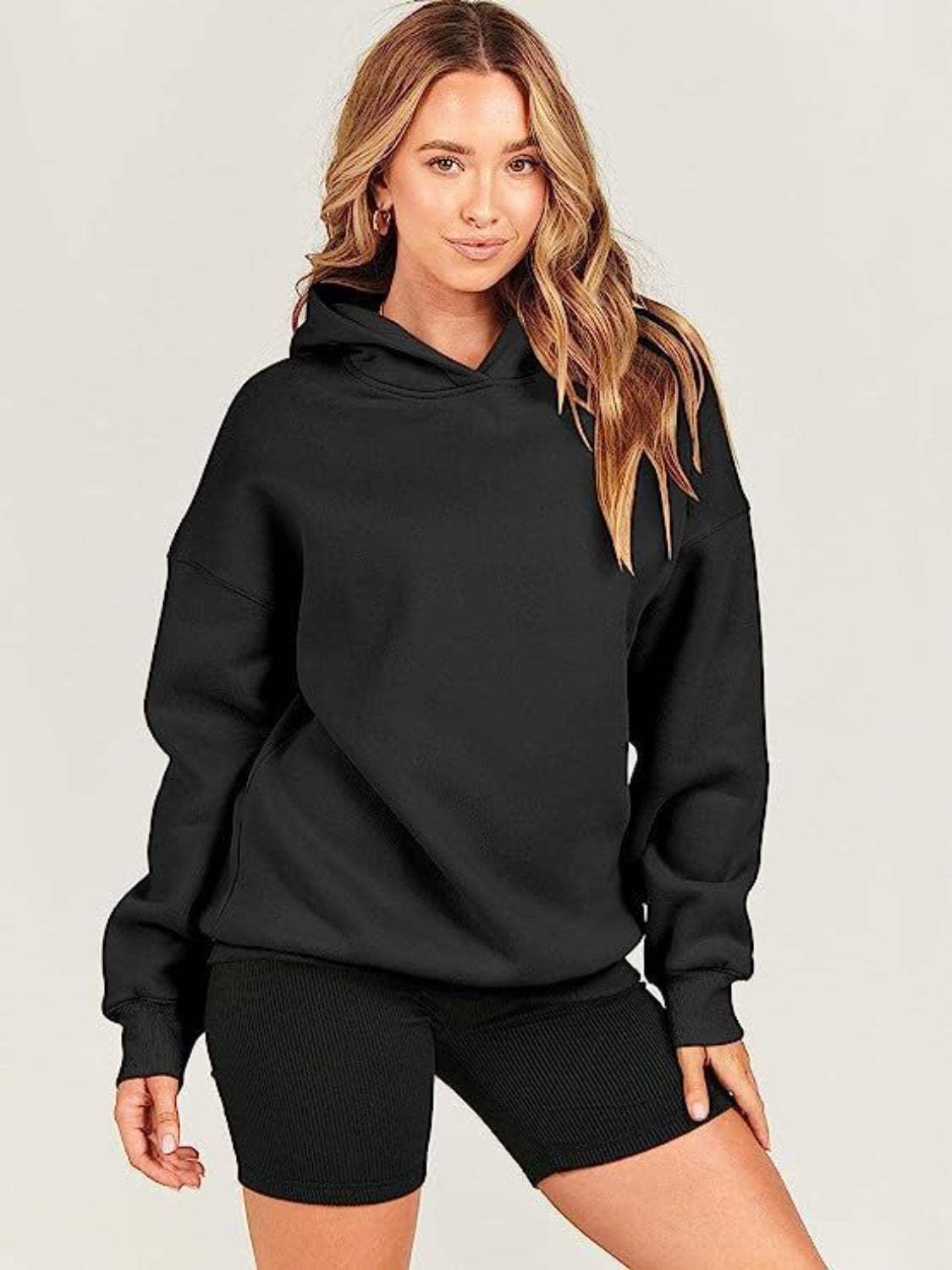 Dropped Shoulder Long Sleeve Hoodie - Trendsi - Flyclothing LLC