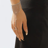Rhinestone Fringe Hand Chain Bracelet - Trendsi - Flyclothing LLC