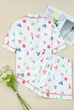 Printed Short Sleeve Top and Shorts Lounge Set - Trendsi