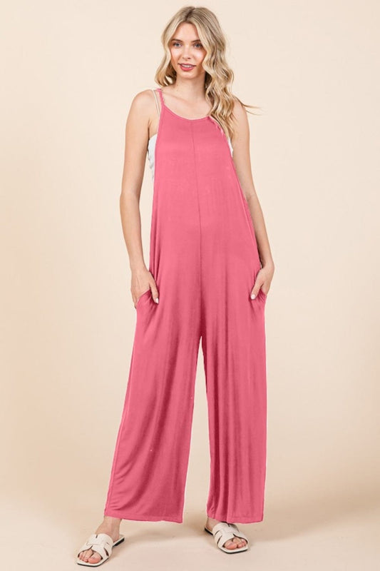 Culture Code Full Size Sleeveless Wide Leg Jumpsuit with Pockets - Trendsi