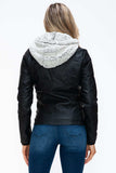 YMI Removable Faux Layered Multi-Pocket Jacket with Fuzzy Hood - Trendsi - Flyclothing LLC