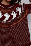 Ghost Pattern Round Neck Long Sleeve Sweater - Trendsi - Flyclothing LLC