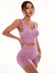 Scoop Neck Wide Strap Top and Shorts Active Set - Trendsi