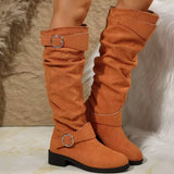 Buckle Accent Slouch Boots - Trendsi - Flyclothing LLC