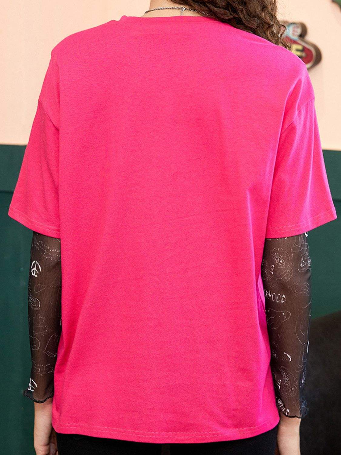 Letter Graphic Round Neck Half Sleeve T-Shirt - Trendsi - Flyclothing LLC