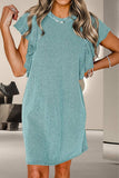 Textured Ruffled Round Neck Cap Sleeve Dress - Trendsi - Flyclothing LLC