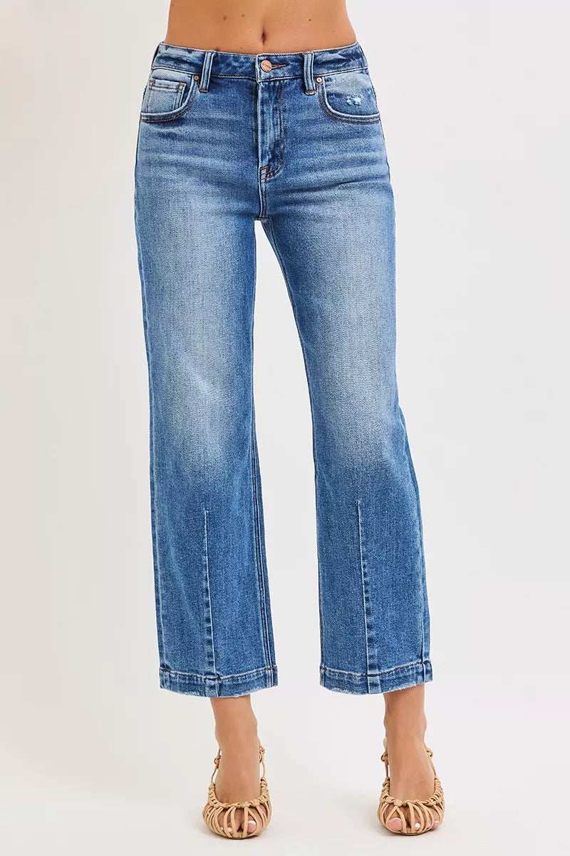 RISEN High Rise Crop Boyfriend Tapered Jeans - Trendsi - Flyclothing LLC