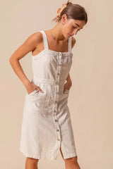 SO ME Button Down Pocket Front Pinafore Dress - Trendsi - Flyclothing LLC