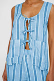 Tied Front Striped Top and Pants Set - Trendsi - Flyclothing LLC