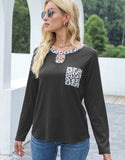 Cutout Leopard Round Neck Long Sleeve T-Shirt - Trendsi - Flyclothing LLC