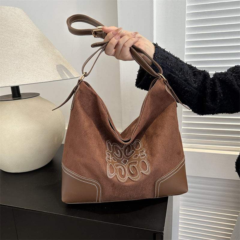 Suede Patch Adjustable Strap Tote Bag - Trendsi - Flyclothing LLC