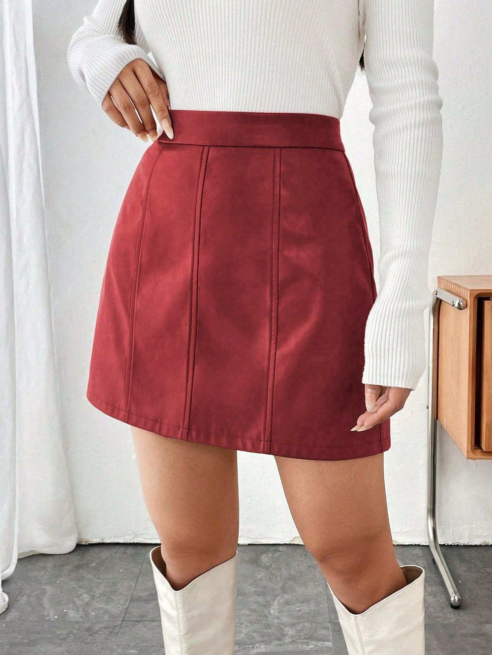 Mini Skirt with Zipper - Trendsi - Flyclothing LLC