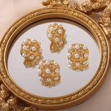 Copper Shell Pearl Stud Earrings - Trendsi - Flyclothing LLC