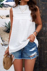 Swiss Dot Round Neck Tank - Trendsi - Flyclothing LLC