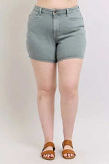 Judy Blue Full Size Hw Garment Dyed & Back Pkt Embroidery Shorts Plus Size - Trendsi - Flyclothing LLC