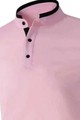 Men's Full Size Stand Collar Contrast Short Sleeve Polo Plus Size - Trendsi - Flyclothing LLC