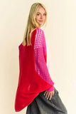 Davi & Dani Openwork Contrast Open Front Cardigan - Trendsi