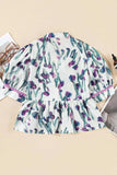 Floral Ricrac Trim Half Sleeve Peplum Top - Trendsi - Flyclothing LLC