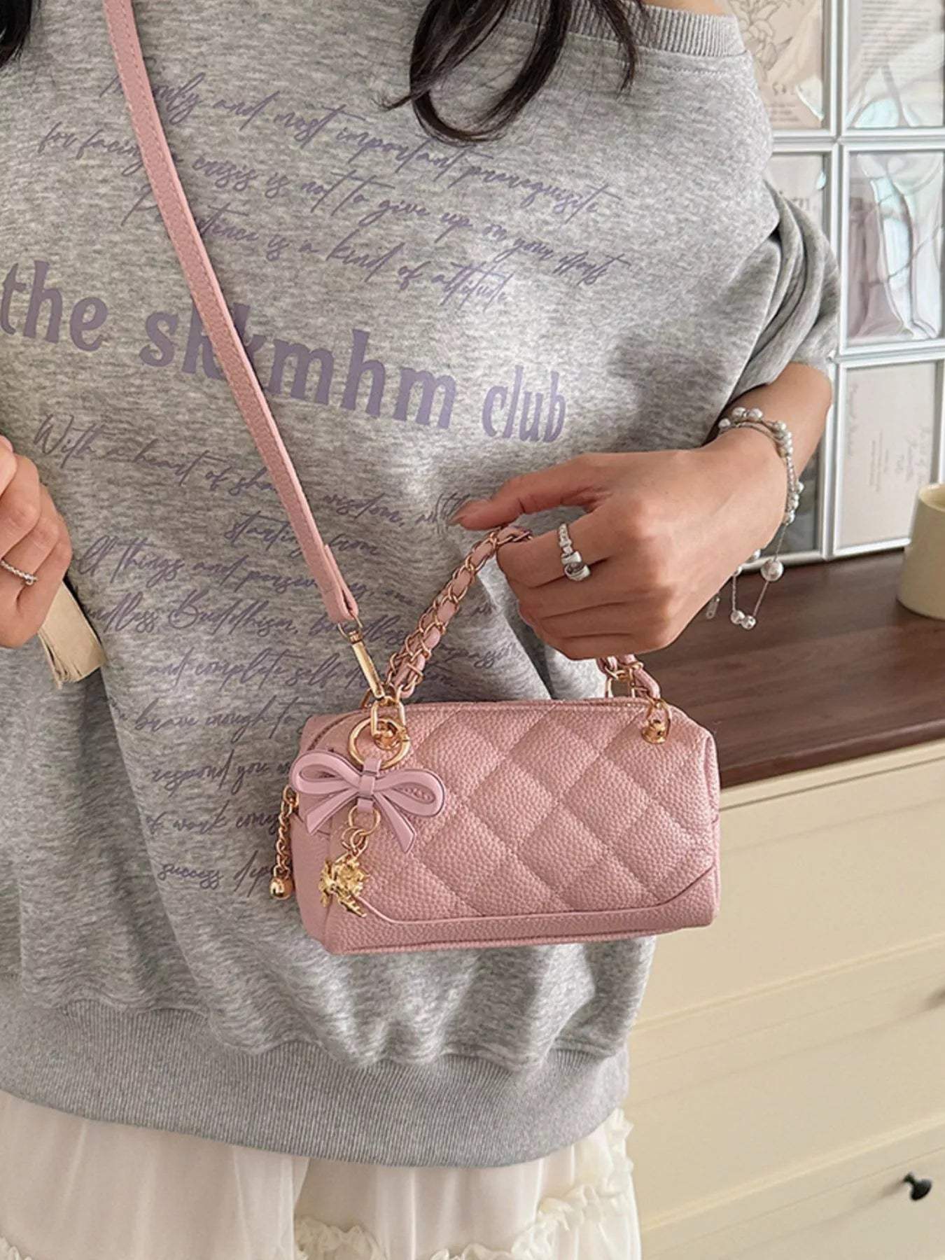 Quilted Chain Crossbody Bag - Trendsi - Flyclothing LLC