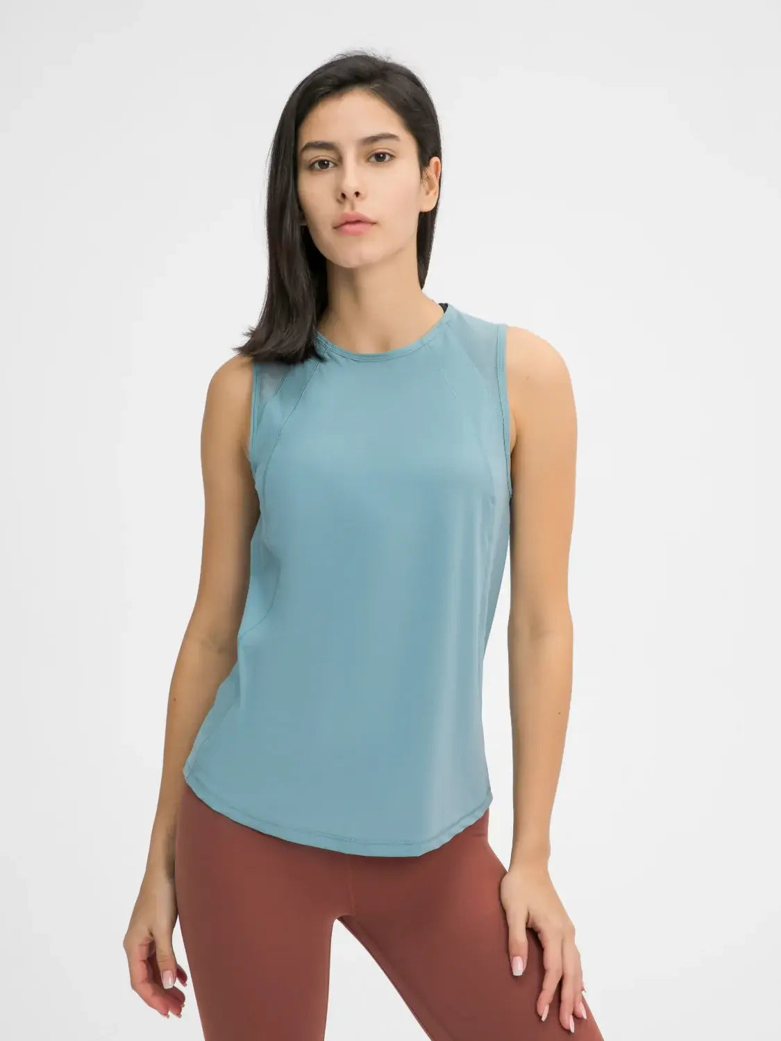Millennia Cutout Back Round Neck Active Tank - Trendsi - Flyclothing LLC