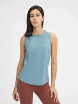 Millennia Cutout Back Round Neck Active Tank - Trendsi - Flyclothing LLC