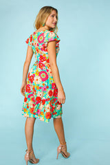 Haptics Floral Square Neck Short Sleeve Dress - Trendsi