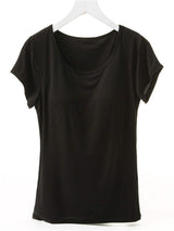 Round Neck Short Sleeve T-Shirt with Bra - Trendsi - Flyclothing LLC